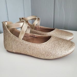 Sparkly Gold Flats Girls Size 11